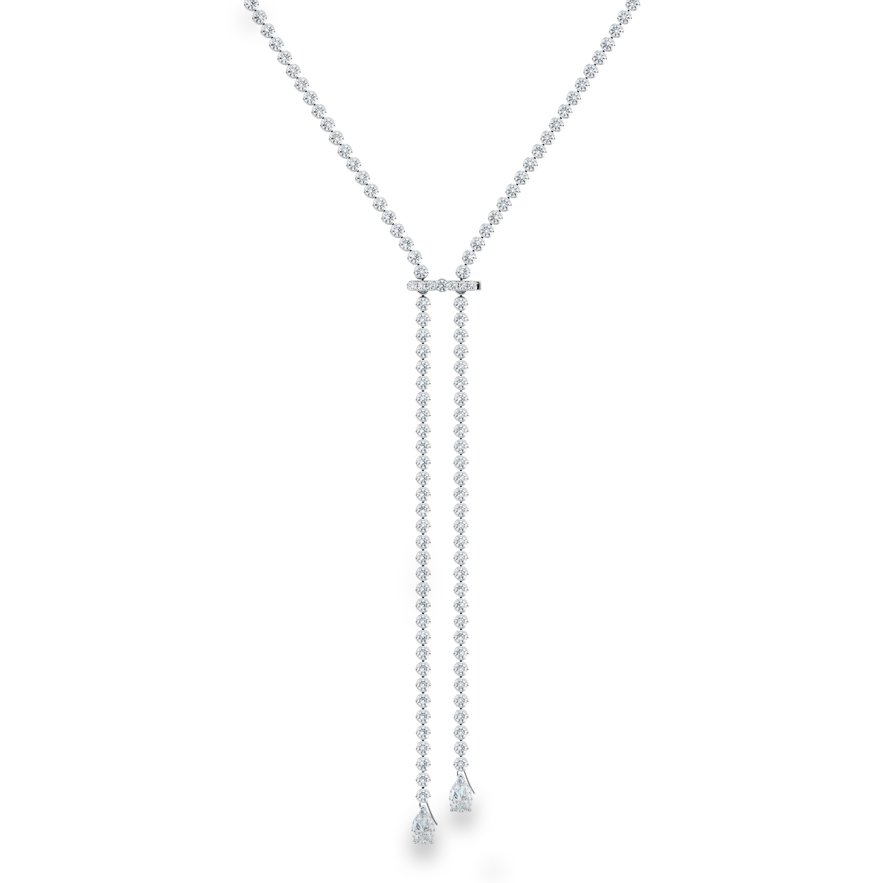 Bezel Set Necklace and Clip in White Gold, image 1